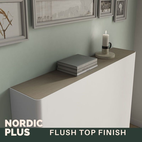 Modern Floating Radiator Heater Cover NORDIC STRIPE Metal Box design with wooden drawers Ref RCNR230-Distinct Designs (London) Ltd
