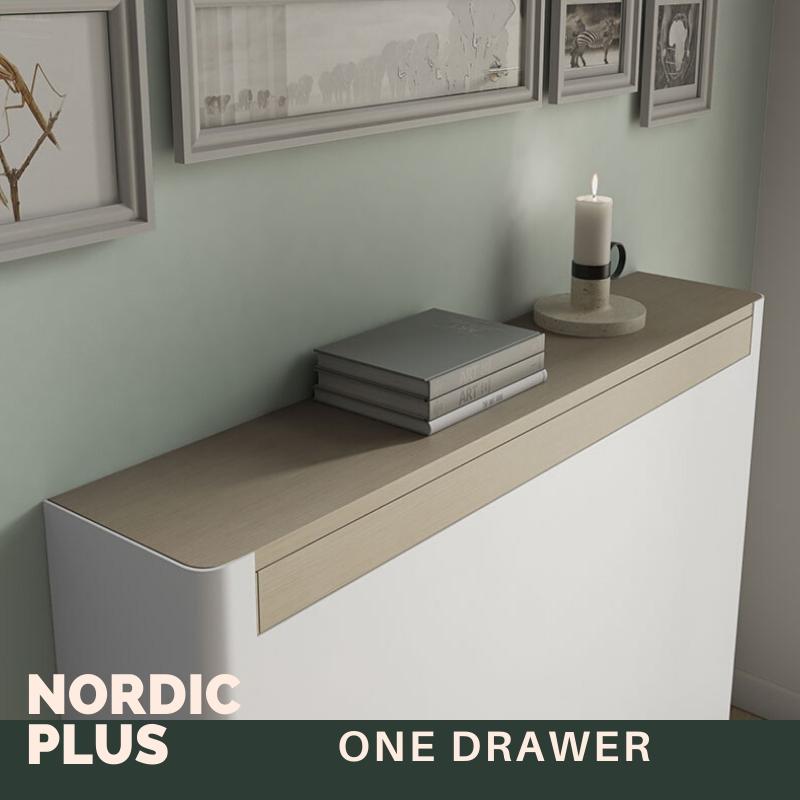 Modern Floating Radiator Heater Cover NORDIC CIRCLES Metal Cabinet design flush wood top Ref RCNR235-Distinct Designs (London) Ltd