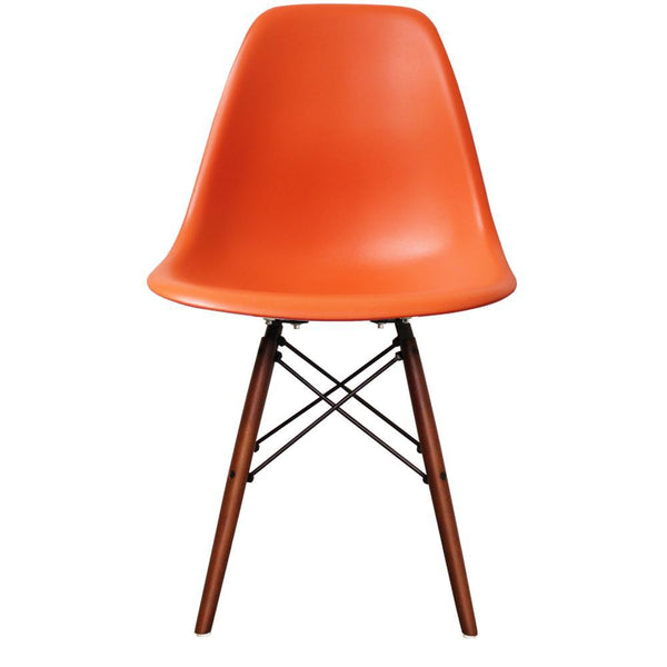 Distinct Classic Mid-Century Design Dining Office Orange Chair with choice of braced Wooden Legs-Walnut-Distinct Designs (London) Ltd