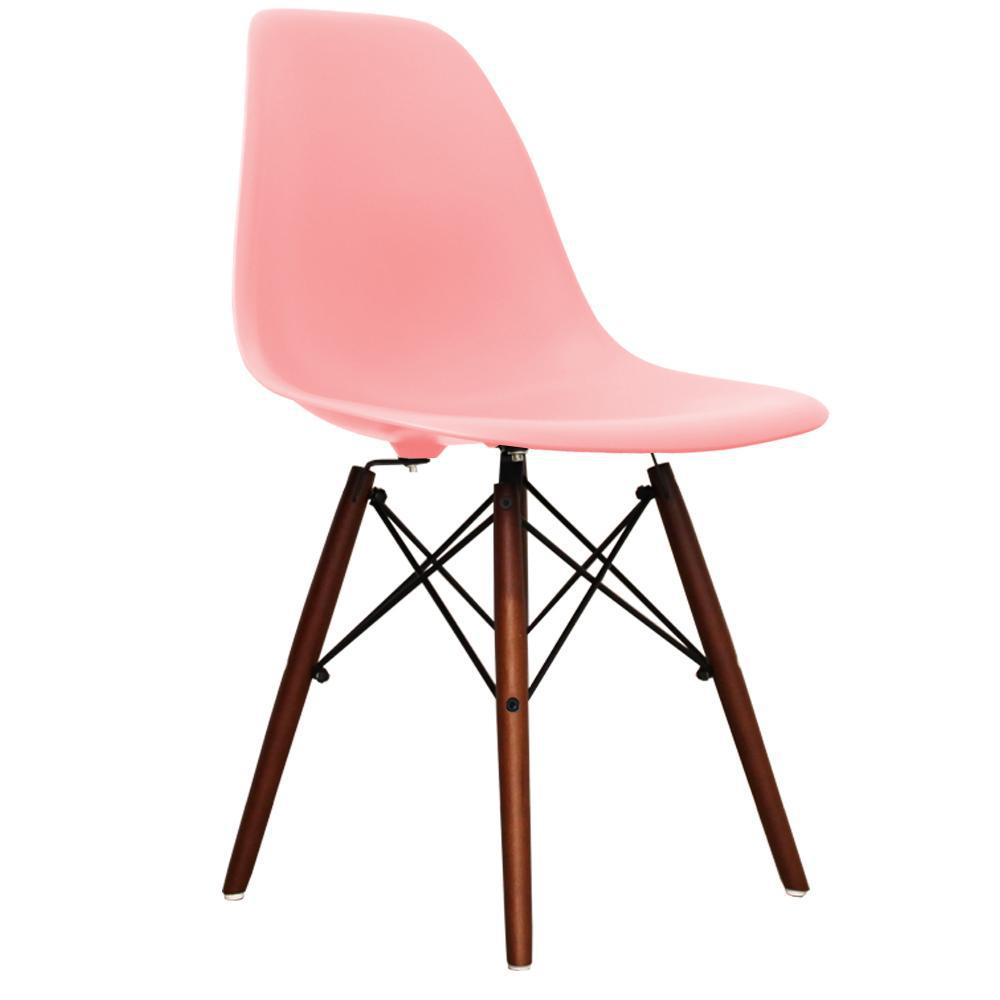 Distinct Classic Mid-Century Dining Office Light Pastel Pink Chair with choice of braced Wooden Legs-Distinct Designs (London) Ltd