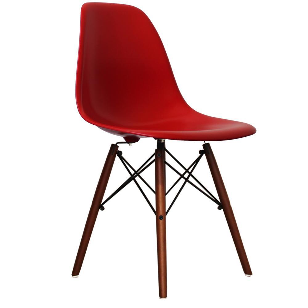 Distinct Classic Mid-Century Design Dining Office Berry Red Chair with choice of braced Wooden Legs-Distinct Designs (London) Ltd