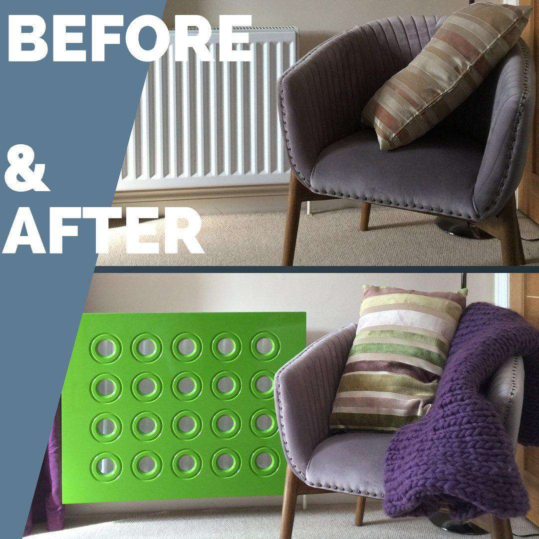 Made to Measure Radiator Heater Cover with Contemporary RINGS Design SATIN MATT Finish-Distinct Designs (London) Ltd
