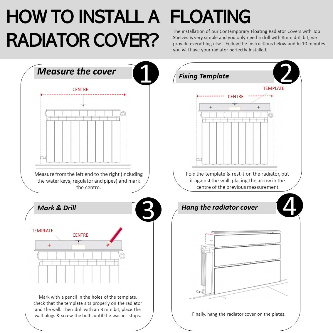 Floor Standing Modern White Radiator Heater Cabinet CLASSIC LINES Cover Box Design Ref RCCL202-Distinct Designs (London) Ltd