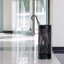 Round Metal Umbrella Walking Stick Stand Holder with large perforated sides for faster drying-Distinct Designs (London) Ltd