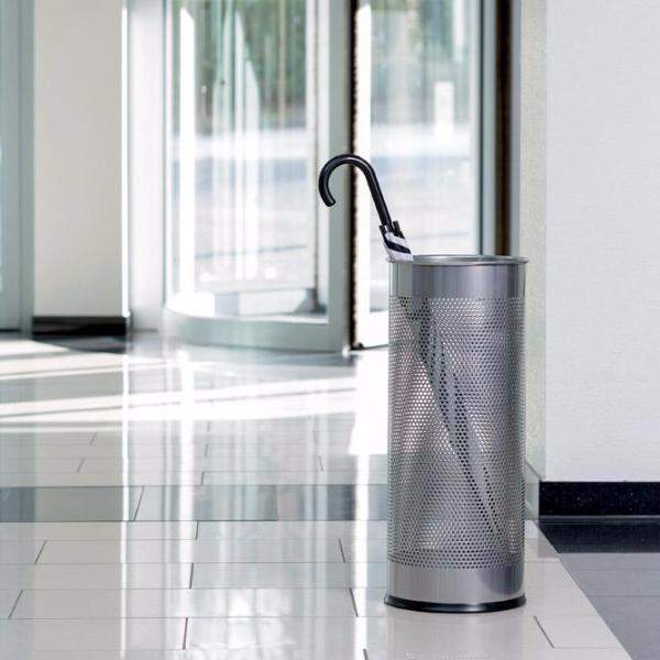 Round Metal Umbrella Walking Stick Stand Holder with large perforated sides for faster drying-Distinct Designs (London) Ltd