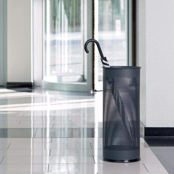 Round Metal Umbrella Walking Stick Stand Holder with large perforated sides for faster drying-Distinct Designs (London) Ltd