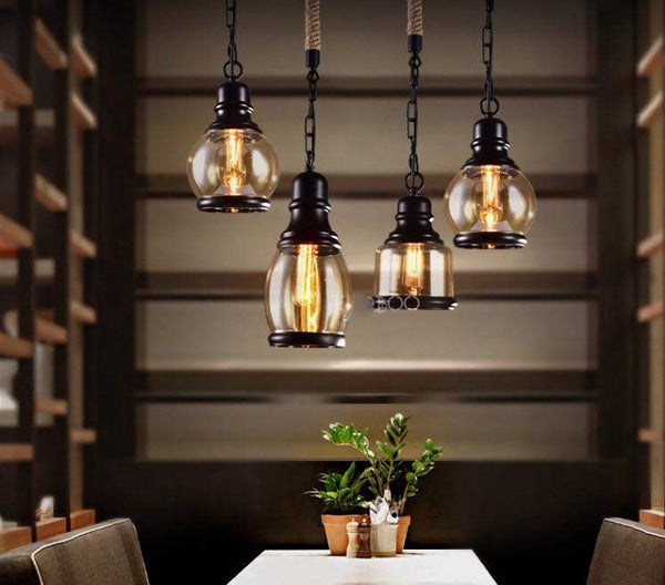 Loft Pendant Industrial Style Pendant Light in Iron and Glass for Chunky Retro Lamp style-Distinct Designs (London) Ltd