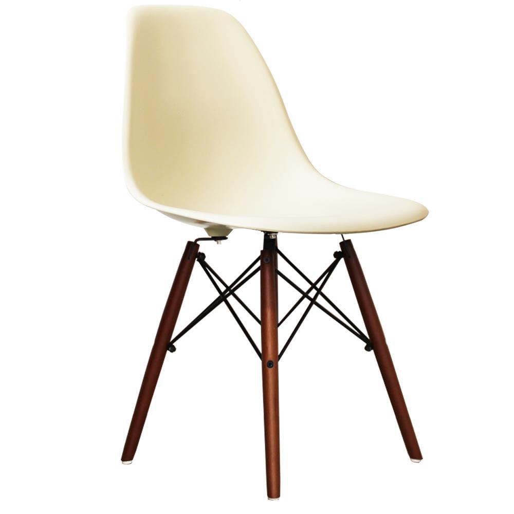 Distinct Classic Mid-Century Design Dining Office Cream White Chair with choice of braced Wooden Leg-Distinct Designs (London) Ltd
