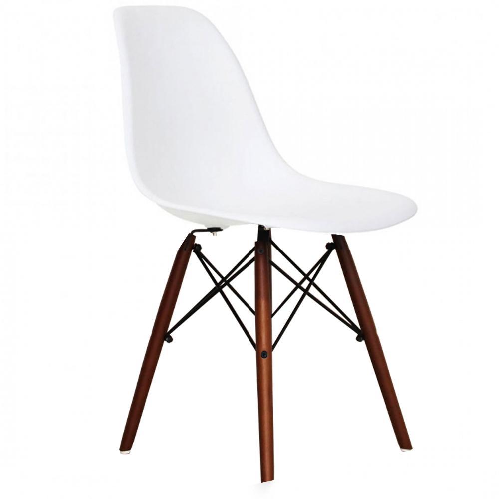 Distinct Classic Mid-Century Design Dining Office Pure White Chair with choice of braced Wooden Legs-Distinct Designs (London) Ltd