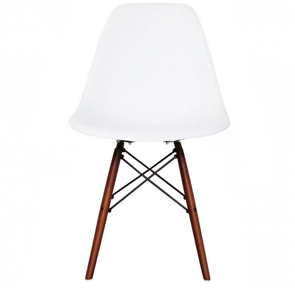 Distinct Classic Mid-Century Design Dining Office Pure White Chair with choice of braced Wooden Legs-Walnut-Distinct Designs (London) Ltd