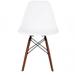 Distinct Classic Mid-Century Design Dining Office Pure White Chair with choice of braced Wooden Legs-Walnut-Distinct Designs (London) Ltd