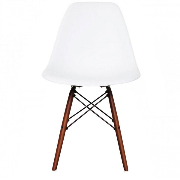 Distinct Classic Mid-Century Design Dining Office Pure White Chair with choice of braced Wooden Legs-Walnut-Distinct Designs (London) Ltd
