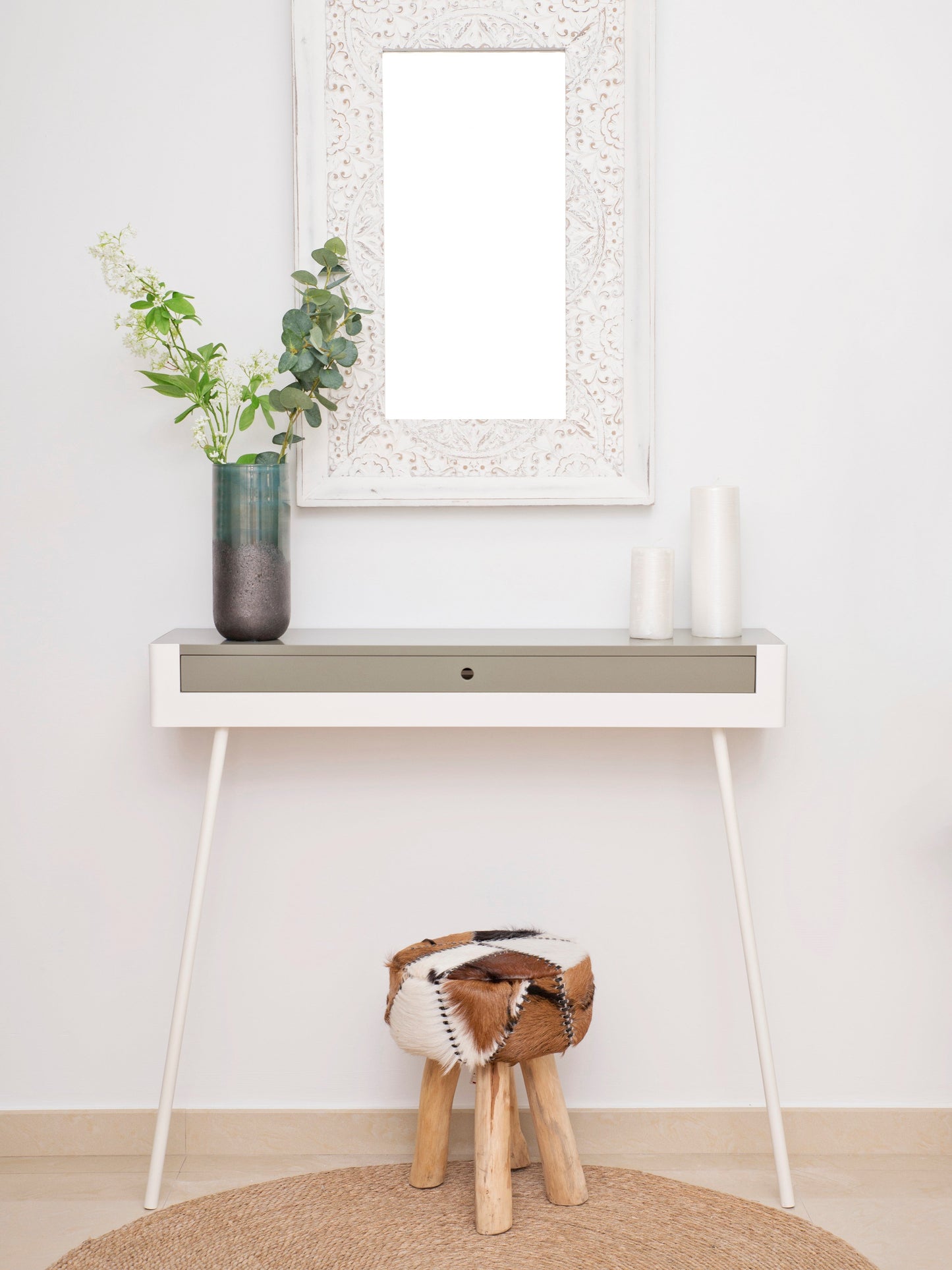 Wall Mounted 60cm Metal Console Table with wooden top & drawers for Entry Hall or Dressing Room Desk-Distinct Designs (London) Ltd