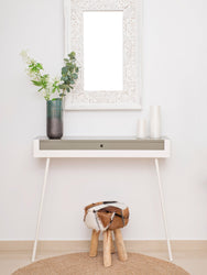 Wall Mounted 60cm Metal Console Table with wooden top & drawers for Entry Hall or Dressing Room Desk-Distinct Designs (London) Ltd