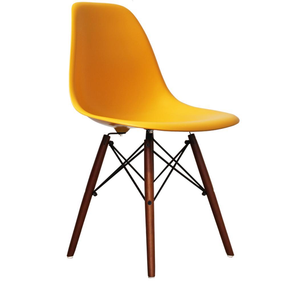 Distinct Classic Mid-Century style Dining Office Honey Yellow Chair with choice of braced Wooden Leg-Distinct Designs (London) Ltd