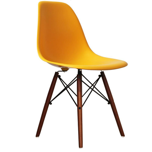 Distinct Classic Mid-Century style Dining Office Honey Yellow Chair with choice of braced Wooden Leg-Distinct Designs (London) Ltd