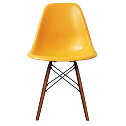 Distinct Classic Mid-Century style Dining Office Honey Yellow Chair with choice of braced Wooden Leg-Walnut-Distinct Designs (London) Ltd