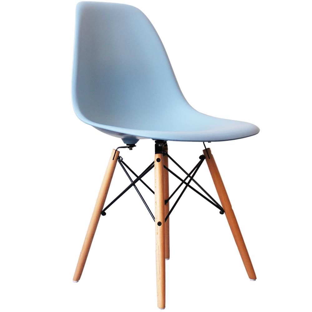 Distinct Classic Mid-Century Design Dining Office Sky Blue Chair with choice of braced Wooden Legs-Distinct Designs (London) Ltd