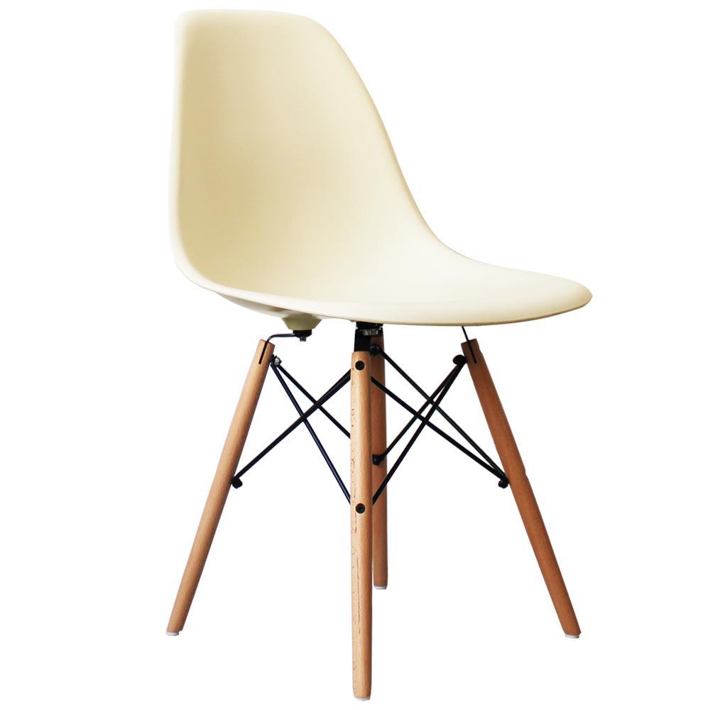 Distinct Classic Mid-Century Design Dining Office Cream White Chair with choice of braced Wooden Leg-Distinct Designs (London) Ltd