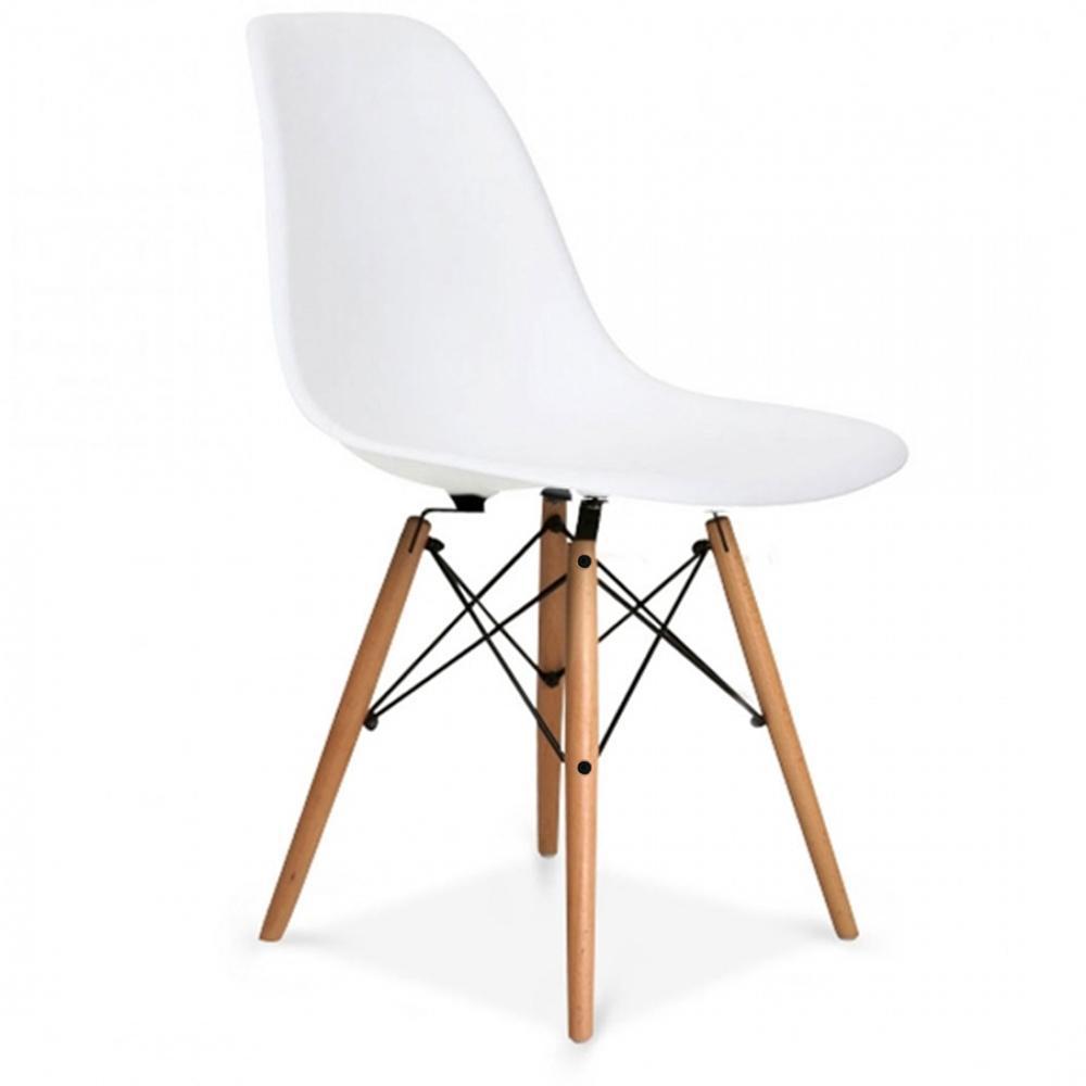 Distinct Classic Mid-Century Design Dining Office Pure White Chair with choice of braced Wooden Legs-Distinct Designs (London) Ltd