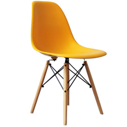 Distinct Classic Mid-Century style Dining Office Honey Yellow Chair with choice of braced Wooden Leg-Distinct Designs (London) Ltd