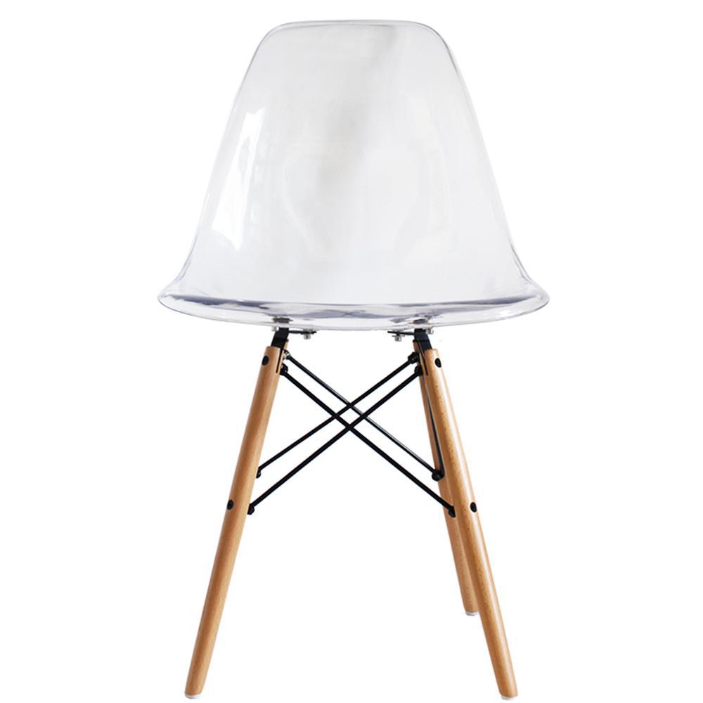 Distinct Classic Mid-Century Dining Office Transparent Clear Chair with choice of braced Wooden Legs-Natural Beach-Distinct Designs (London) Ltd
