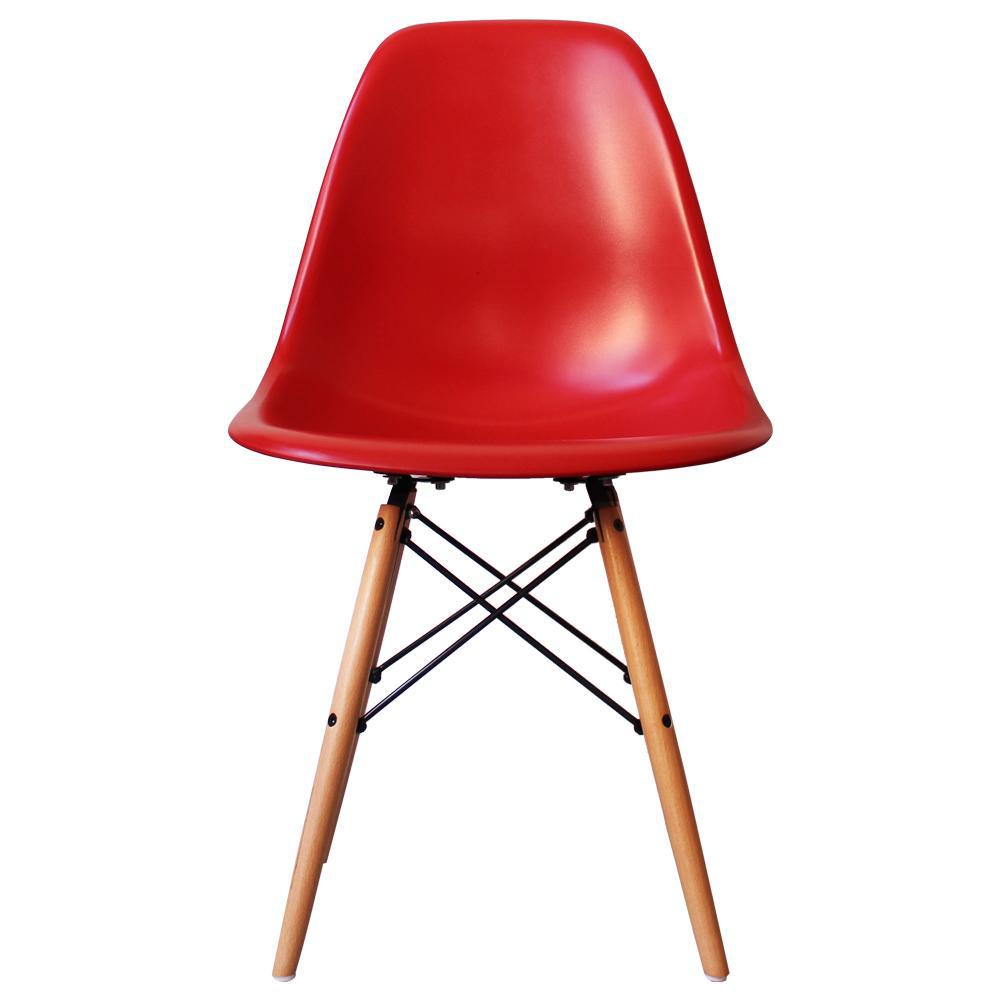Distinct Classic Mid-Century Design Dining Office Berry Red Chair with choice of braced Wooden Legs-Natural Beach-Distinct Designs (London) Ltd