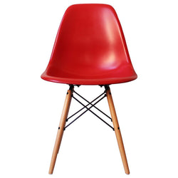 Distinct Classic Mid-Century Design Dining Office Berry Red Chair with choice of braced Wooden Legs-Natural Beach-Distinct Designs (London) Ltd