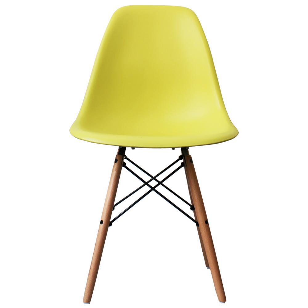 Distinct Classic Mid-Century Design Dining Office Lime Green Chair with choice of braced Wooden Legs-Natural Beach-Distinct Designs (London) Ltd