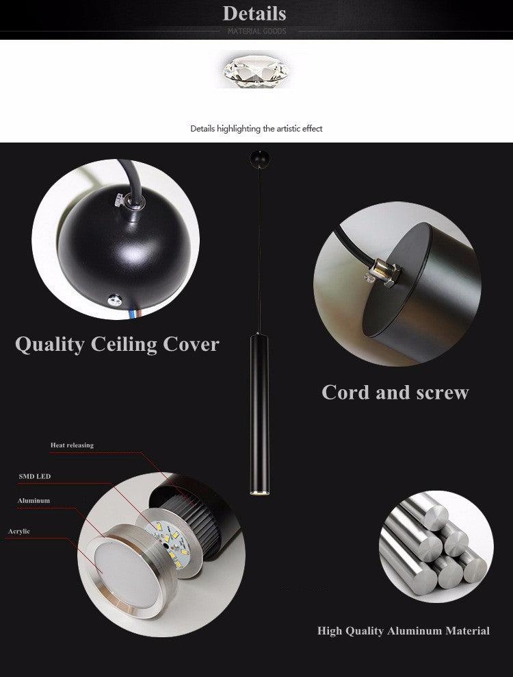 Cylinder LED Pendant Ceiling Down Lights Kitchen Island Dining Living Room Shop Counter Spot Lamp-Distinct Designs (London) Ltd