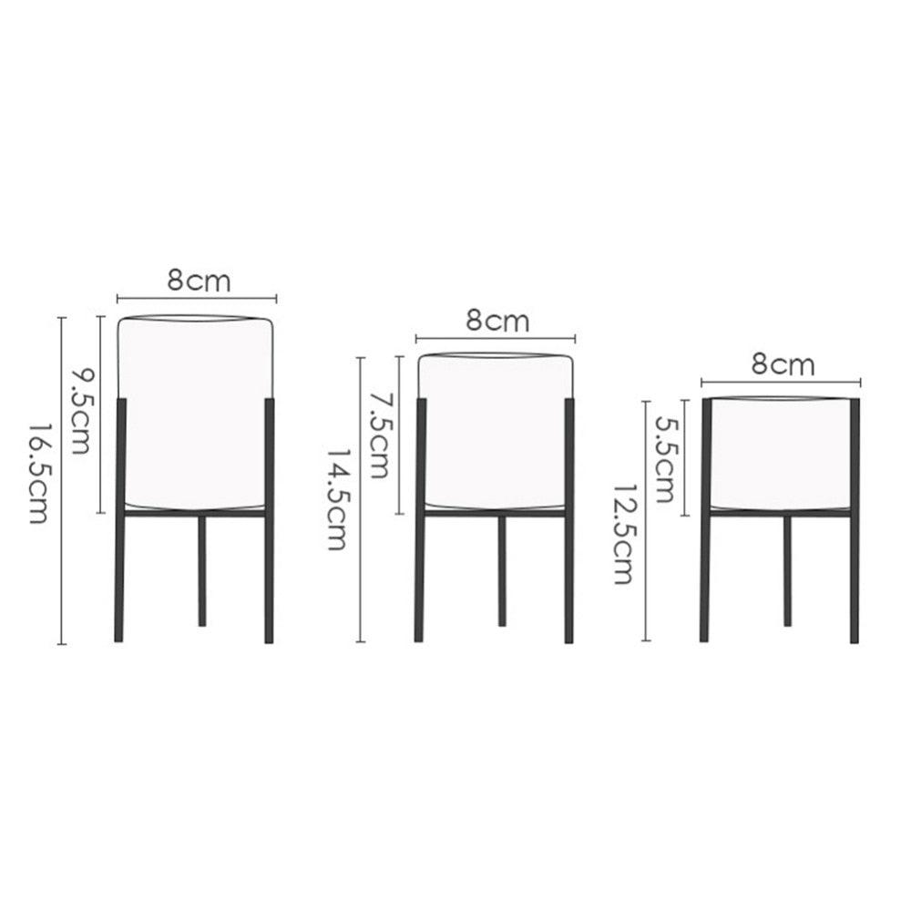 Modern Round White Ceramic Flower Planters with triangular Geometric Iron Rack Stand-Distinct Designs (London) Ltd