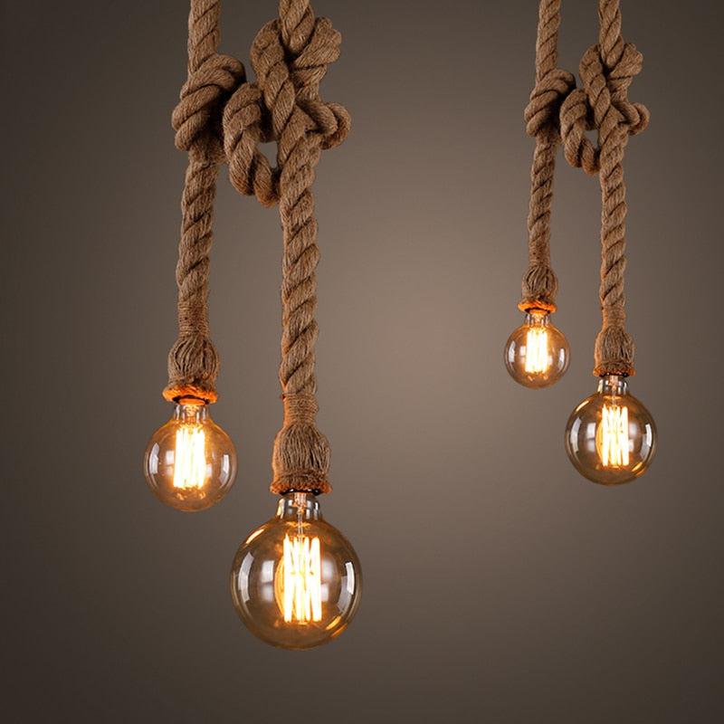 Retro 18mm Hemp Rope Pendant Ceiling Lamp Light for Pub,Bar, Hotel,Restaurant, Home Interior-100cm Double Head-Distinct Designs (London) Ltd