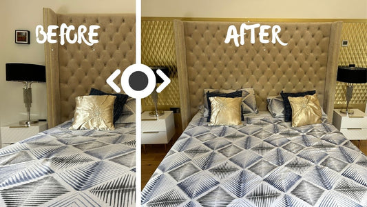 Gold wall panel Bedroom transformation