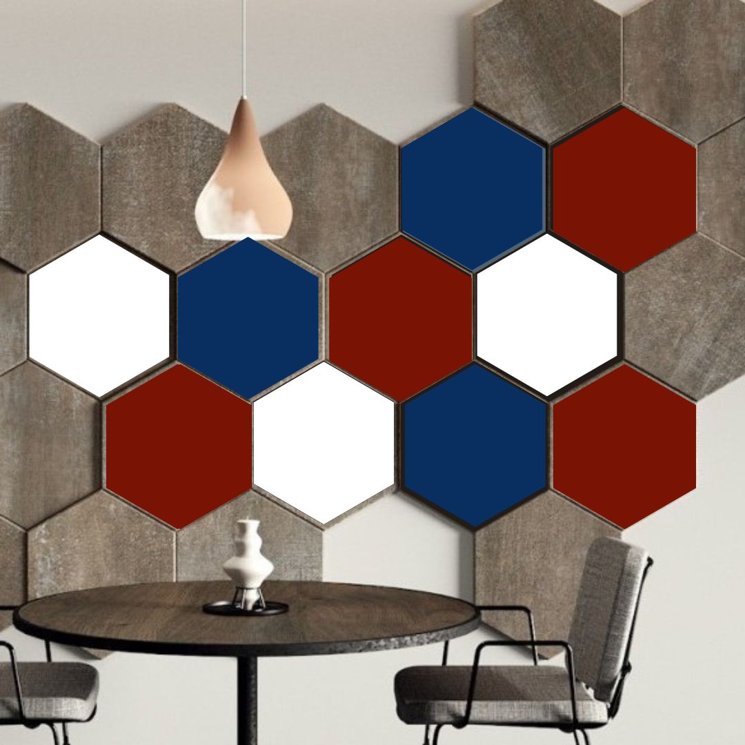 Decorative Wall Panels in White, Red and Blue colours