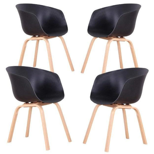 4 x Classic Mid-Century Design Retro Style Dining Office Chair in durable Black PP Plastic with Arms-4 Units-Distinct Designs (London) Ltd