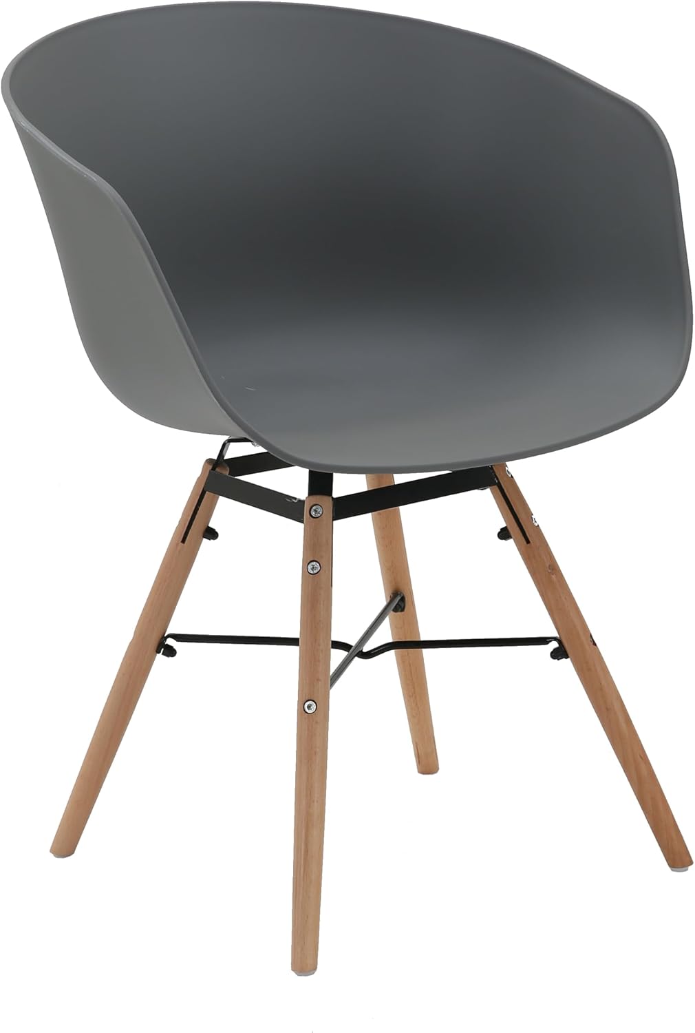 4 x Classic Mid-Century Design Retro Style Dining Office Chair in durable Grey PP Plastic with Arms (Copy)