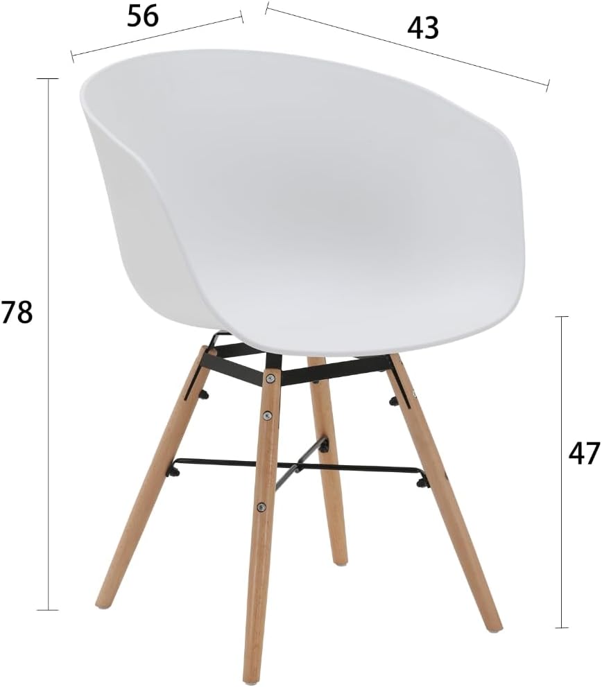 4 x Classic Mid-Century Design Retro Style Dining Office Chair in durable Grey PP Plastic with Arms (Copy)