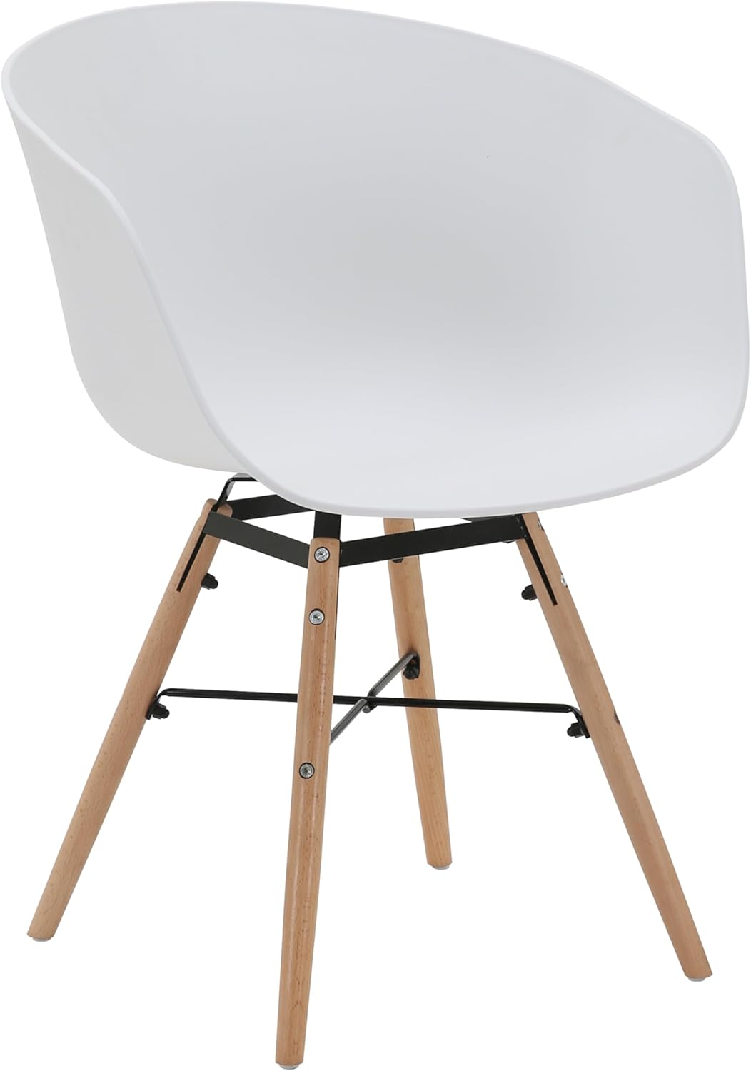 4 x Classic Mid-Century Design Retro Style Dining Office Chair in durable White PP Plastic with Arms (Copy) (Copy)