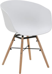 4 x Classic Mid-Century Design Retro Style Dining Office Chair in durable White PP Plastic with Arms (Copy) (Copy)