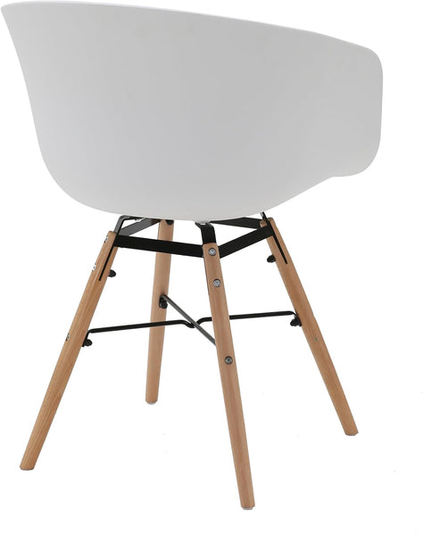 4 x Classic Mid-Century Design Retro Style Dining Office Chair in durable White PP Plastic with Arms (Copy) (Copy)
