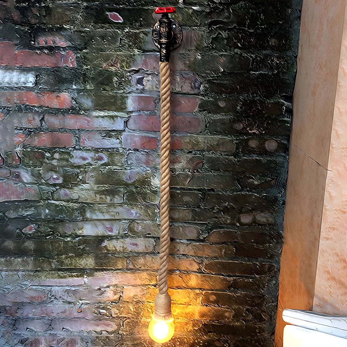 Adjustable Hemp Rope Wall Light with rustic Pipe Metal holder for Pub Bar or Industrial Home Decor-Adjustable-Distinct Designs (London) Ltd