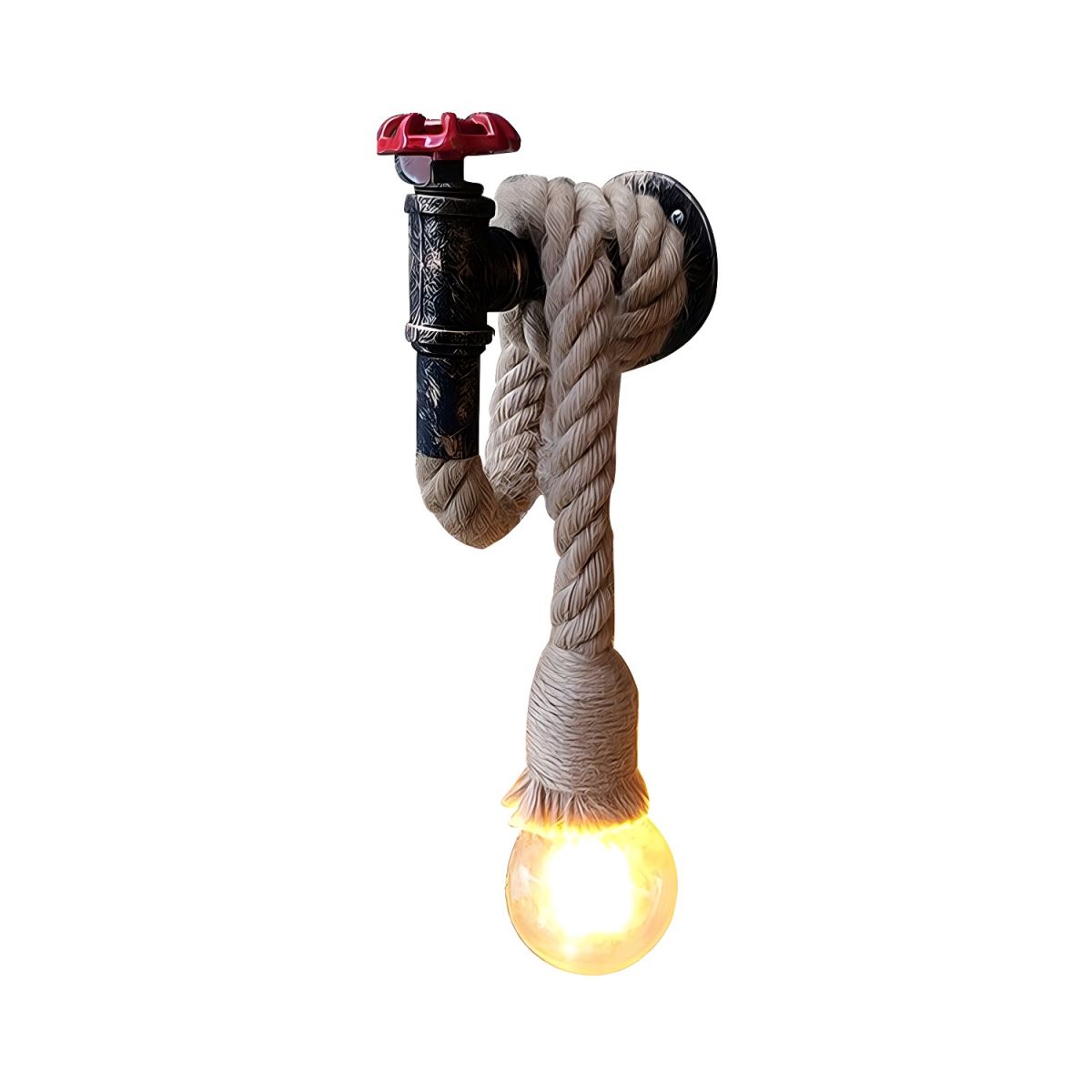 Adjustable Hemp Rope Wall Light with rustic Pipe Metal holder for Pub Bar or Industrial Home Decor-Distinct Designs (London) Ltd