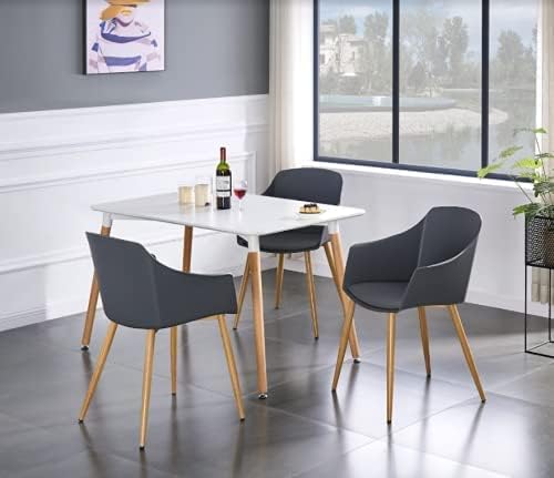 Classic Mid-Century Design Retro Style Dining Office Chair in durable Grey PP Plastic with Arms-Distinct Designs (London) Ltd