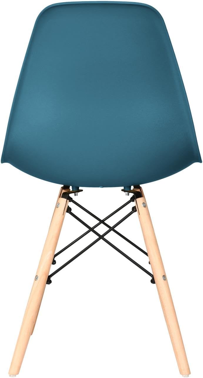 Distinct Classic Mid-Century Design Dining Office Teal Blue Chair with choice of braced Wooden Legs