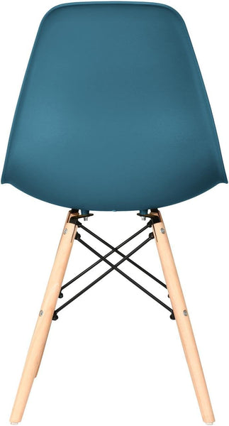 Distinct Classic Mid-Century Design Dining Office Teal Blue Chair with choice of braced Wooden Legs