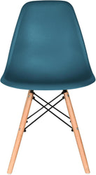 Distinct Classic Mid-Century Design Dining Office Teal Blue Chair with choice of braced Wooden Legs
