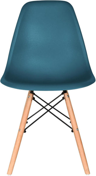 Distinct Classic Mid-Century Design Dining Office Teal Blue Chair with choice of braced Wooden Legs