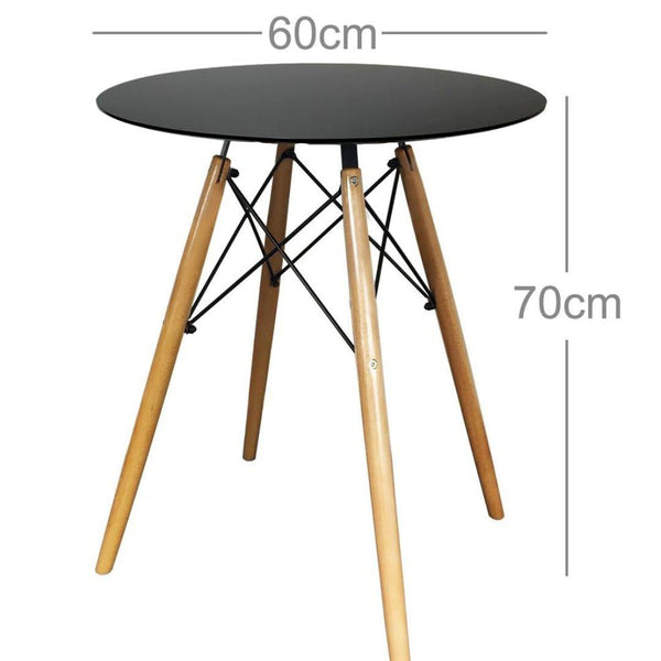 Distinct Designs Classic Mid-Century Design Dining Office Black Round 60cm Diameter Dining Table with Wooden Legs-Distinct Designs (London) Ltd