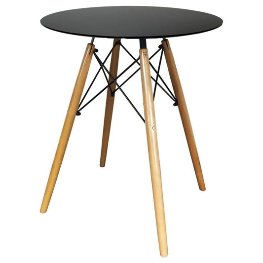 Distinct Designs Classic Mid-Century Design Dining Office Black Round 60cm Diameter Dining Table with Wooden Legs-Table-Distinct Designs (London) Ltd