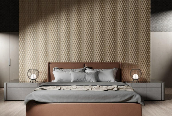 Decorative 3D Textured Feature Wall Panels in Gold Finish with DIMOND Design Continuous Pattern-Distinct Designs (London) Ltd
